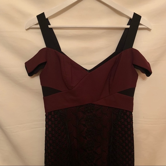 Three Floor burgundy and black lace dress - Picture 4 of 6